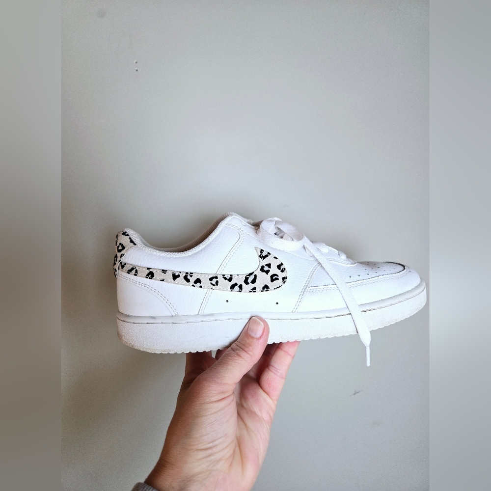 Nike Court Vision Low Profile Leopard Swoosh Sneakers, Size 9